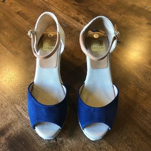 Kanna Blue Suede Espadrille Wedge Sz 39